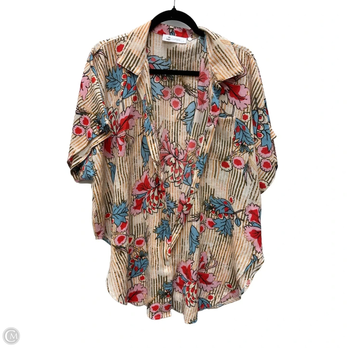 Top Short Sleeve By Cupshe In Floral Print, Size: L