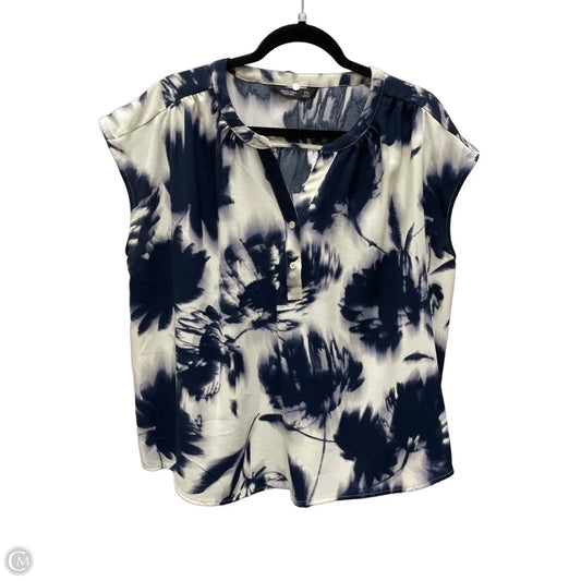 Top Sleeveless By Simply Vera In Blue & Cream, Size: Xlp