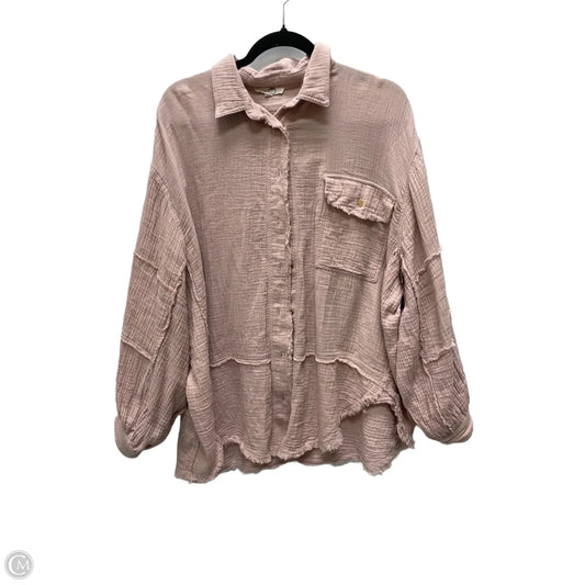 Top Long Sleeve By Easel In Pink, Size: L