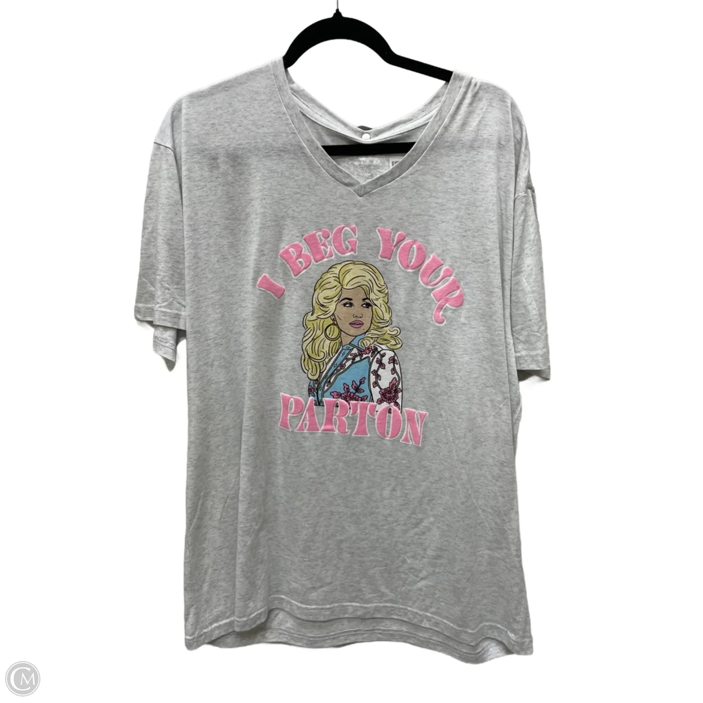 Top Short Sleeve By Clothes Mentor In Grey & Pink, Size: 2x
