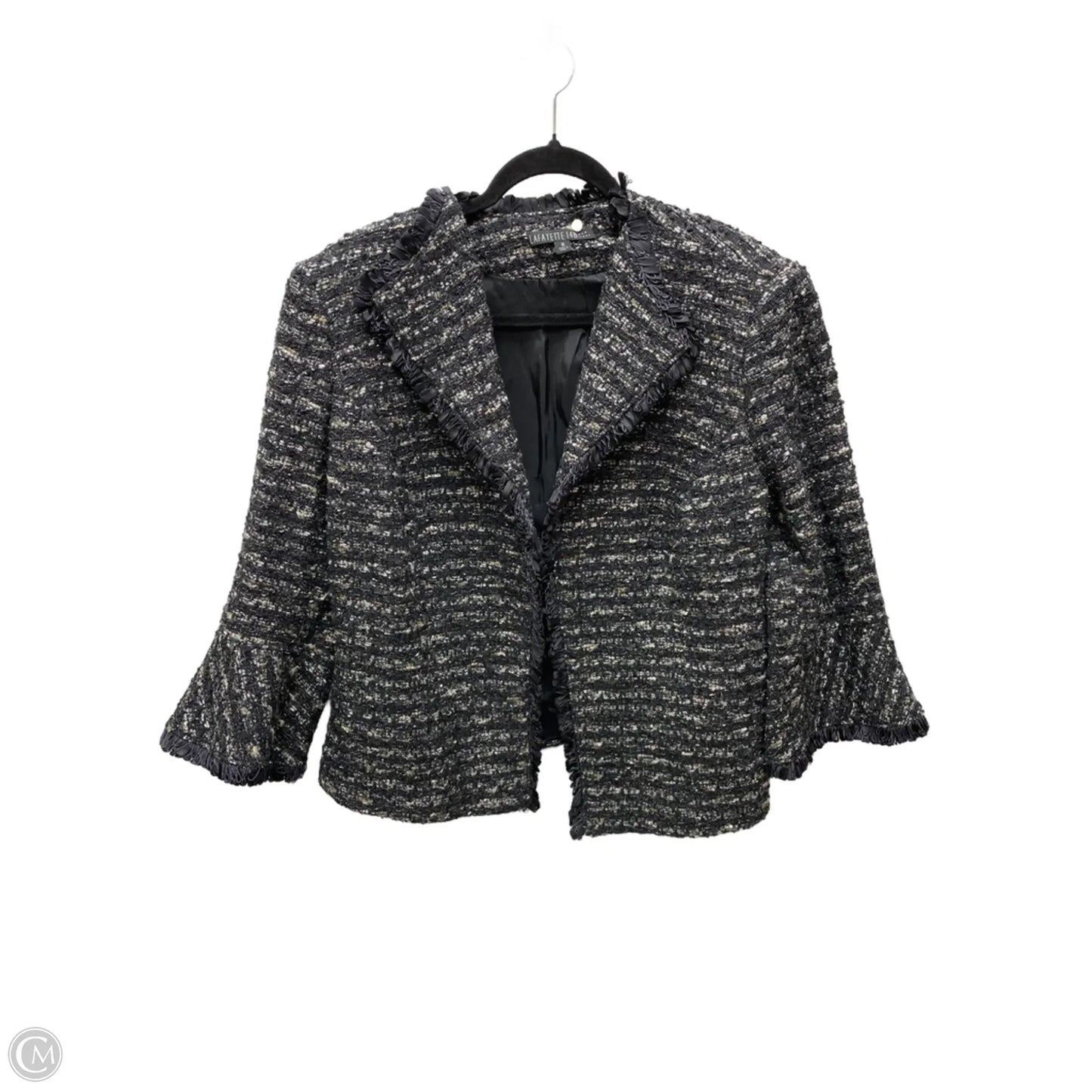 Blazer Designer By Lafayette 148 In Black & Gold, Size: Xl