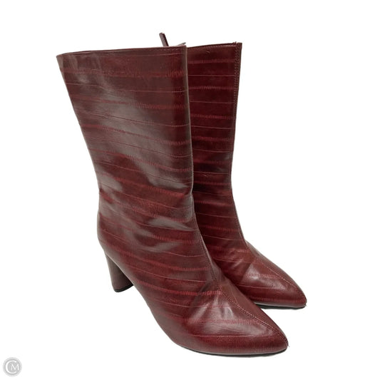 Boots Mid-calf Heels By Clothes Mentor In Red, Size: 7.5