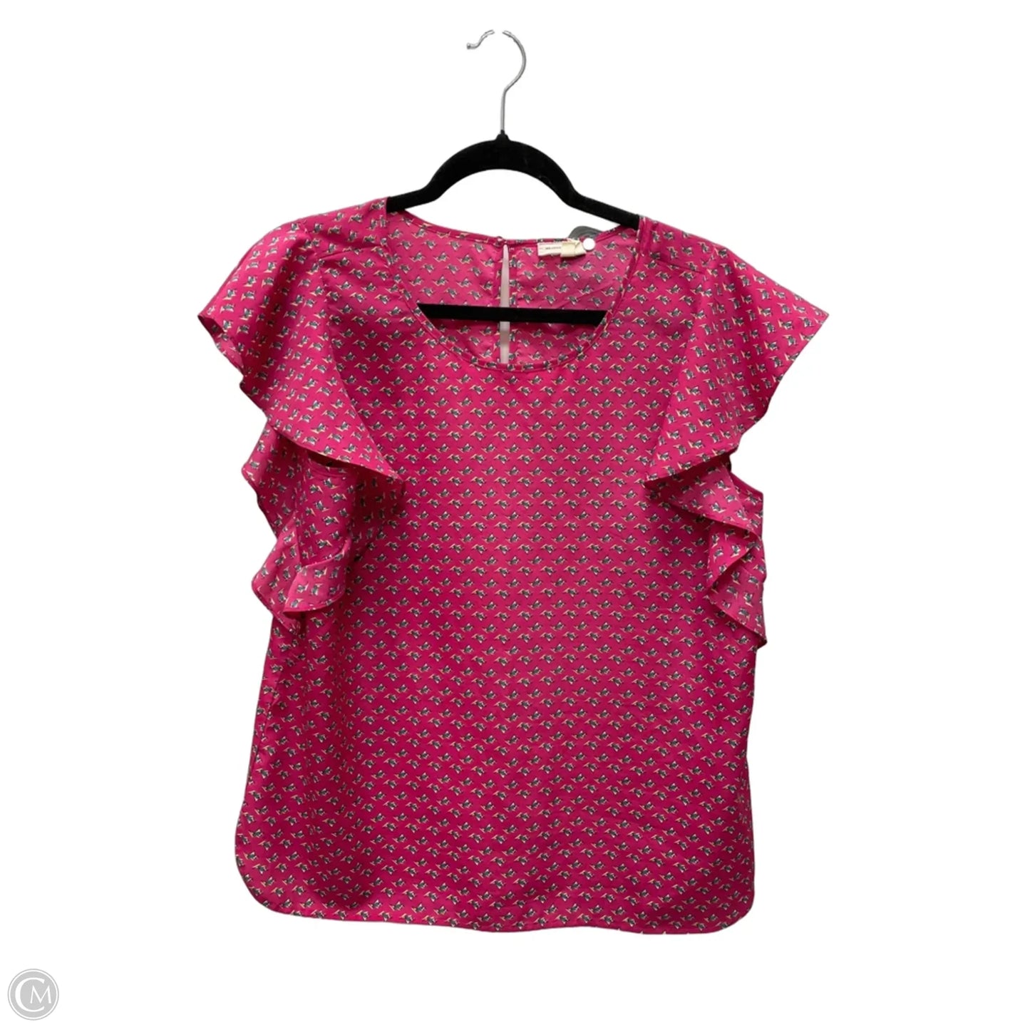 Top Short Sleeve By Meadow Rue In Pink & Yellow, Size: M