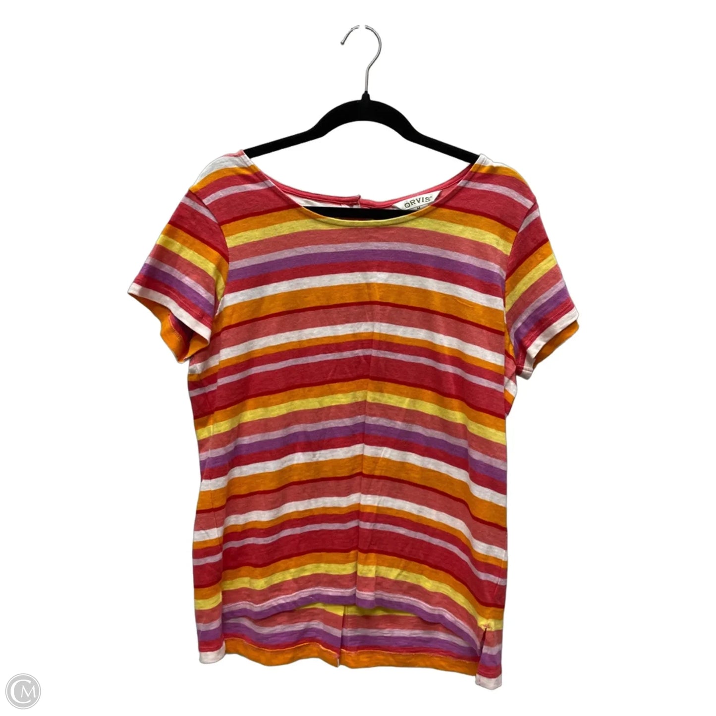 Top Short Sleeve By Orvis In Striped Pattern, Size: M