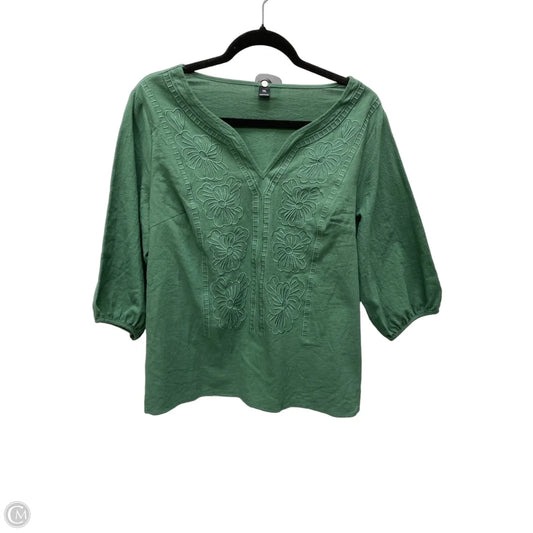 Top 3/4 Sleeve By Shein In Green, Size: 1x