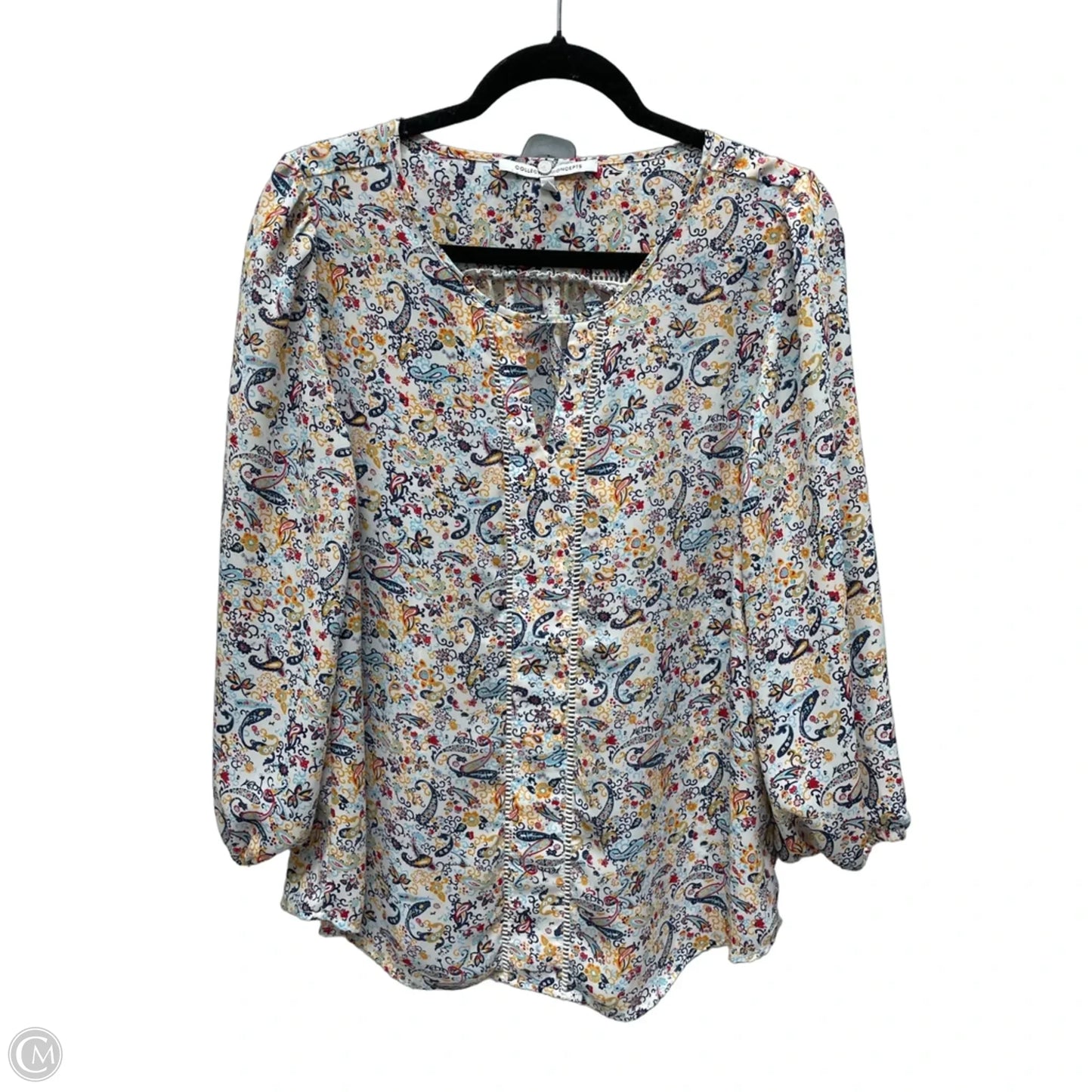 Top Long Sleeve By Collective Concepts In Paisley Print, Size: L