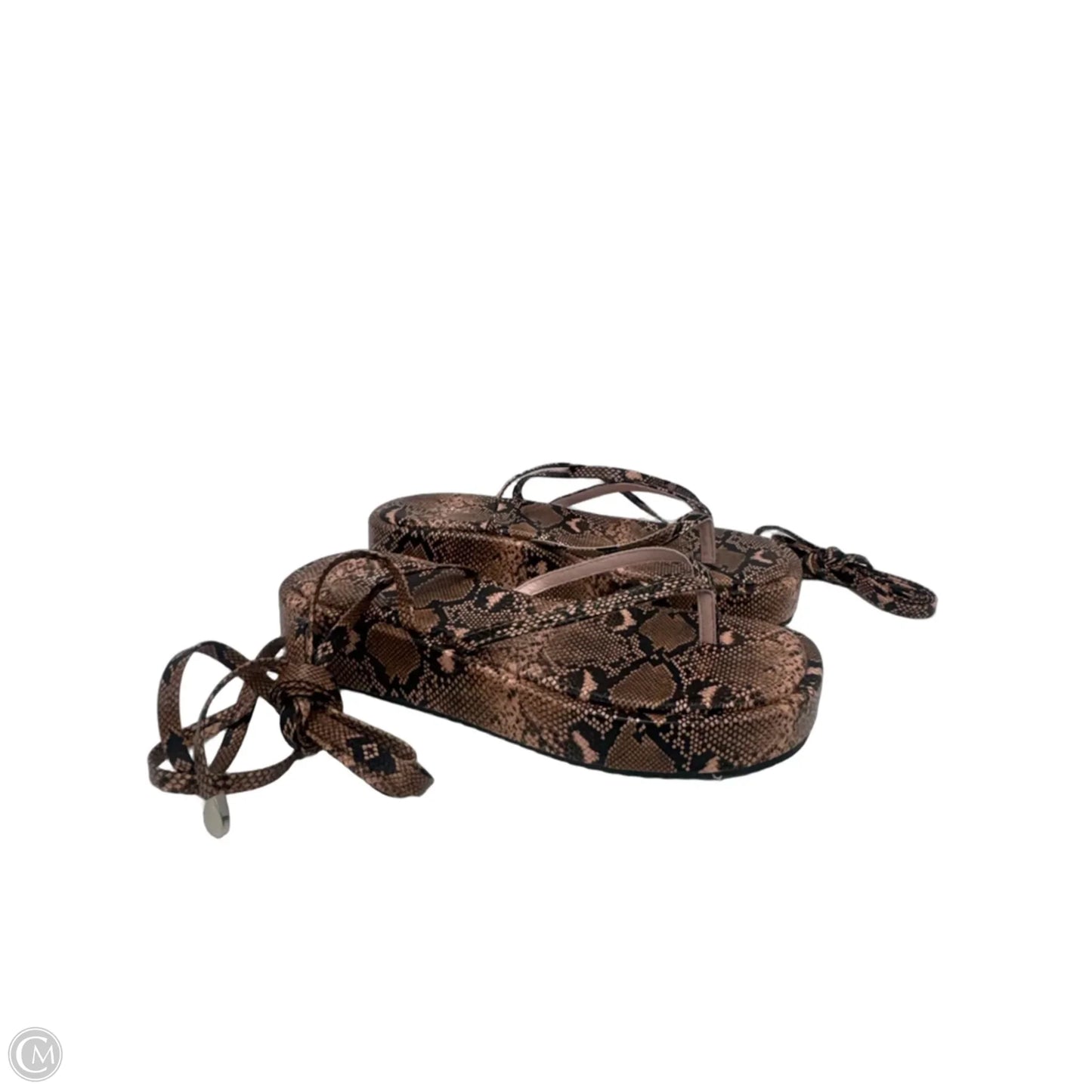 Sandals Heels Platform By Akira In Snakeskin Print, Size: 6