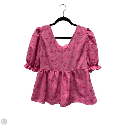 Top Short Sleeve By Shein In Pink, Size: L