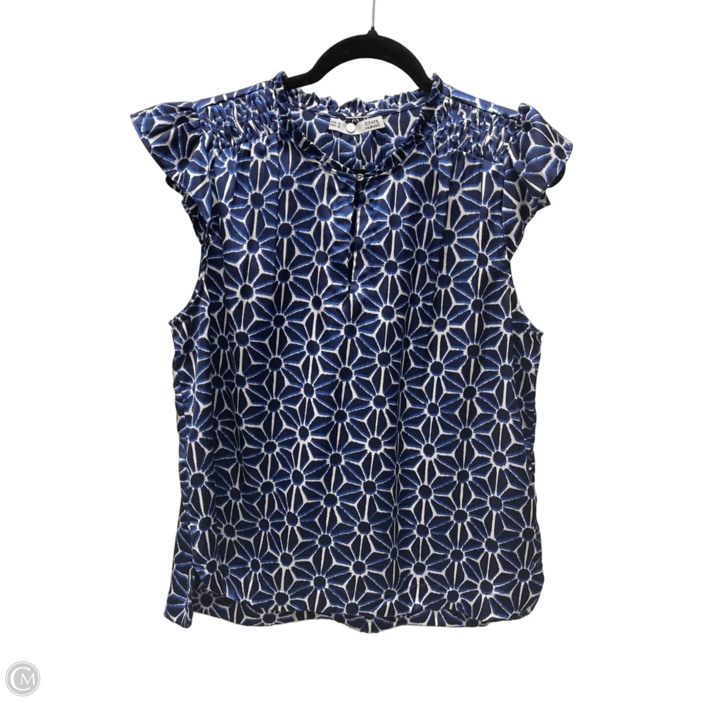 Top Short Sleeve By Clothes Mentor In Blue & White, Size: Xl