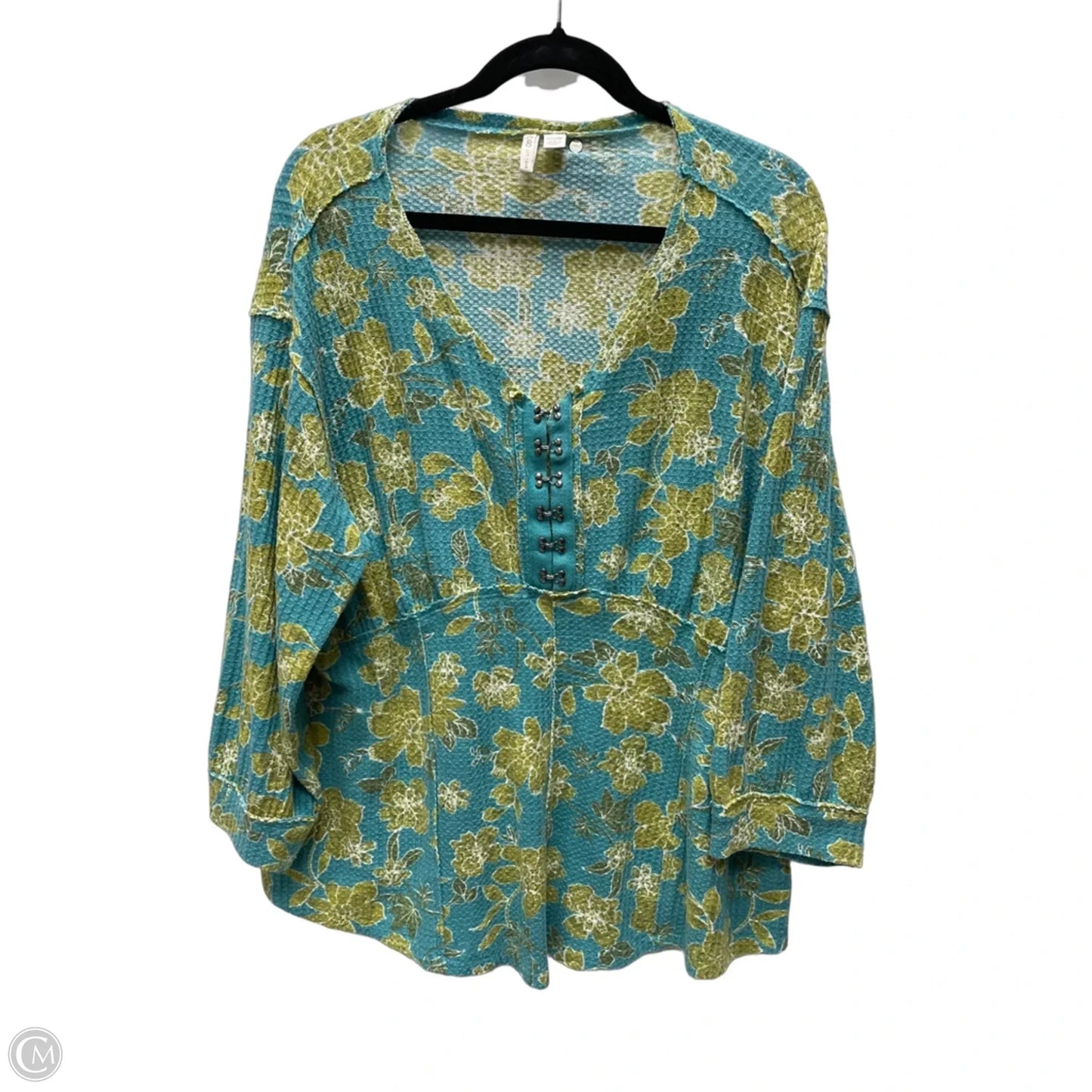 Top 3/4 Sleeve By Cato In Floral Print, Size: 3x