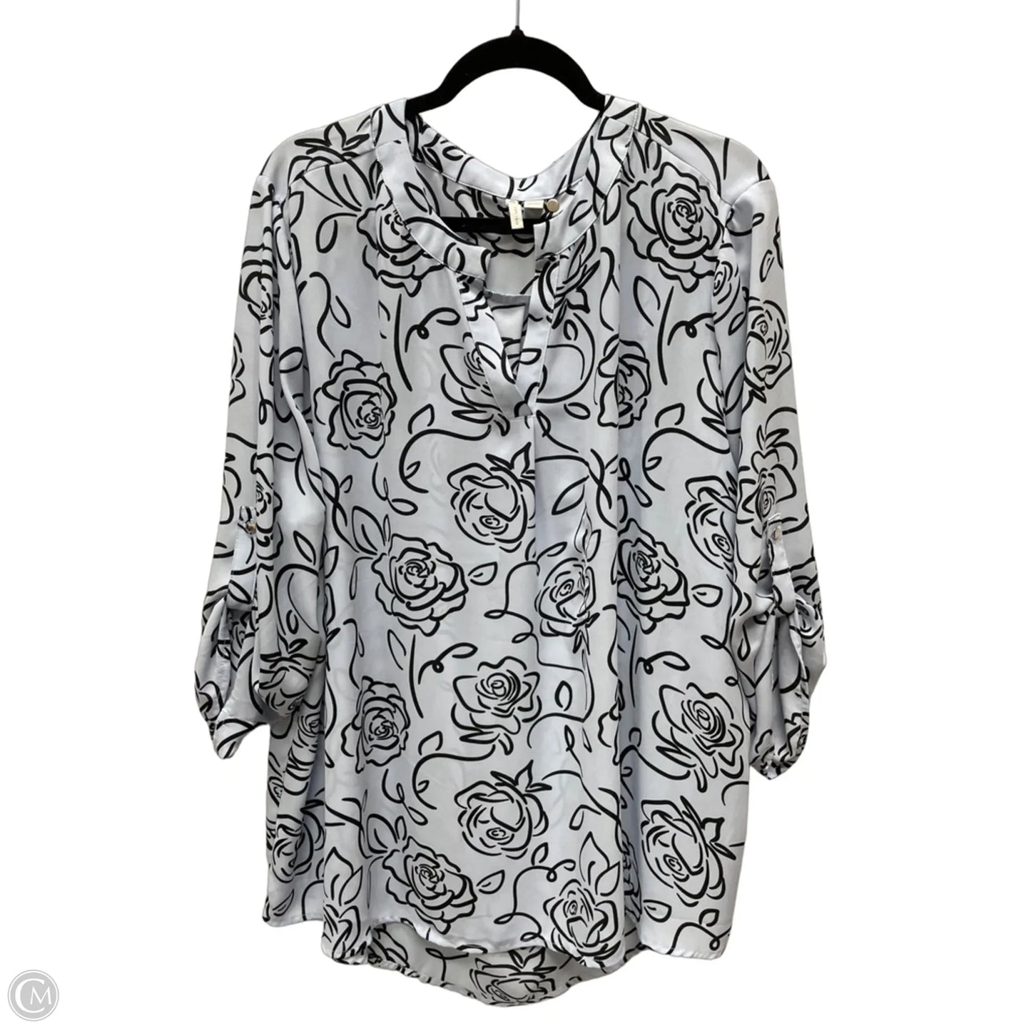Top 3/4 Sleeve By Cato In Floral Print, Size: 3x