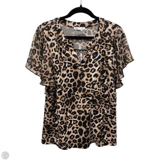 Top Short Sleeve By Perseption Concept In Animal Print, Size: L