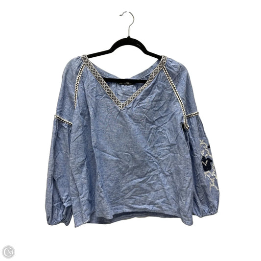 Top Long Sleeve By Zara In Blue Denim, Size: M