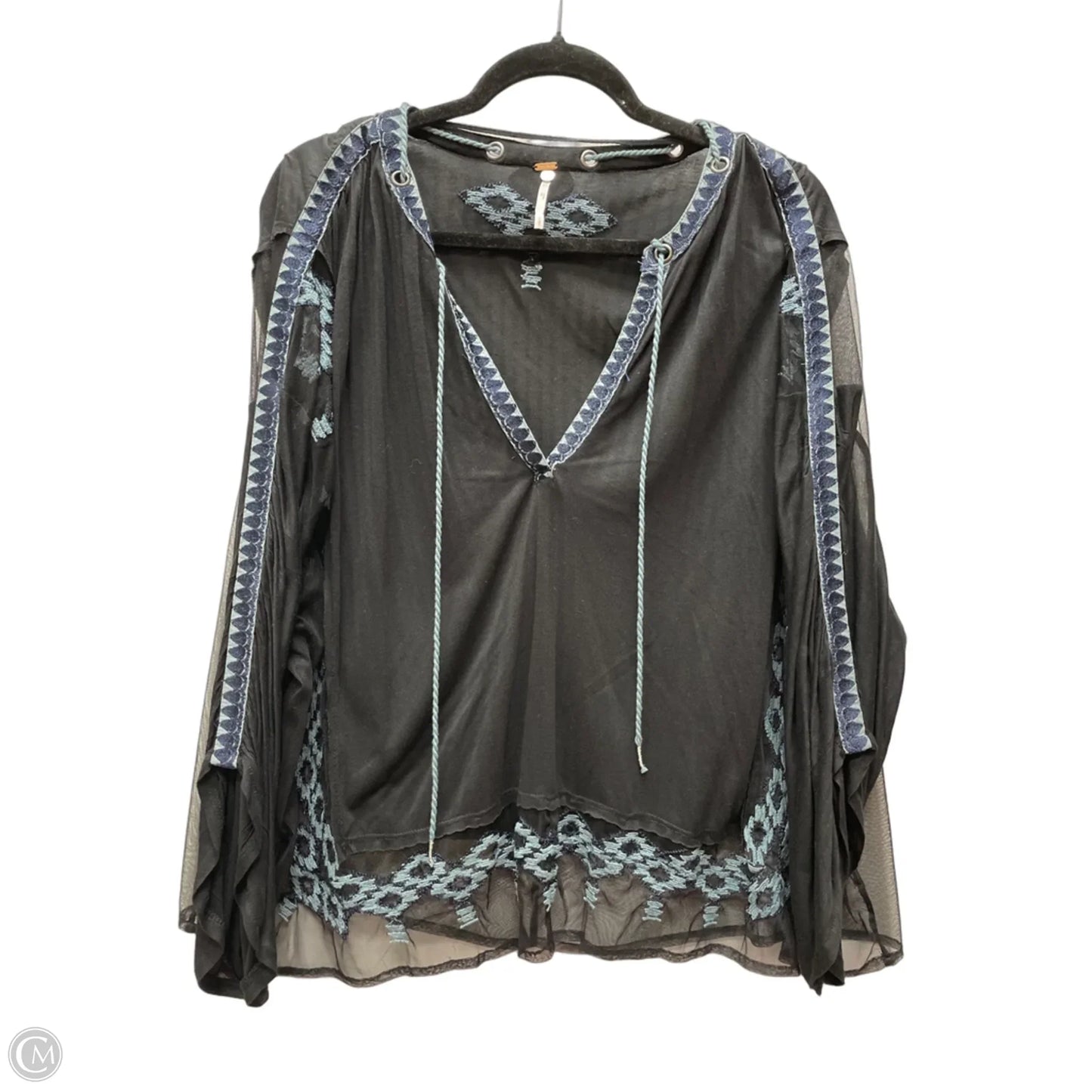 Top Long Sleeve By Free People In Black & Blue, Size: S