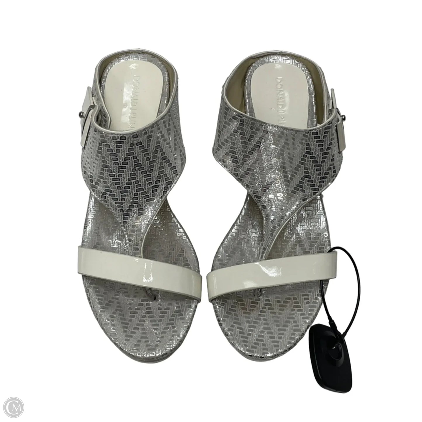 Sandals Heels Wedge By Donald Pliner In Silver & White, Size: 9