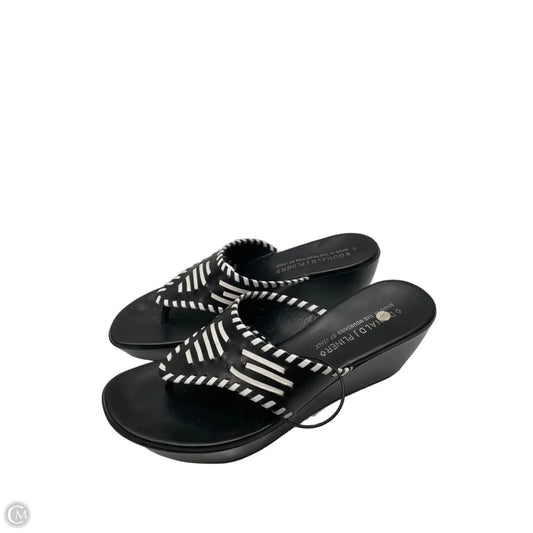 Sandals Heels Wedge By Donald Pliner In Black & White, Size: 9.5
