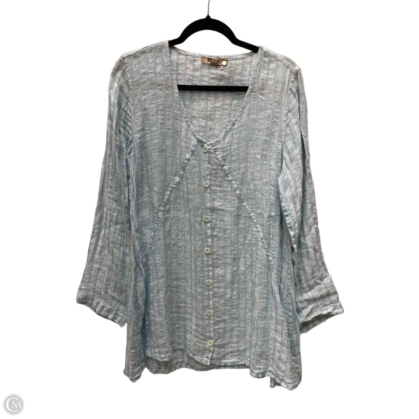 Tunic Long Sleeve By Flax In Aqua, Size: S