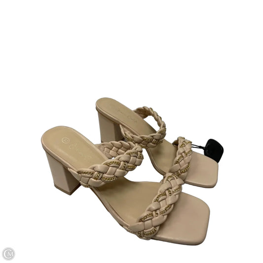 Sandals Heels Block By Clothes Mentor In Tan, Size: 11