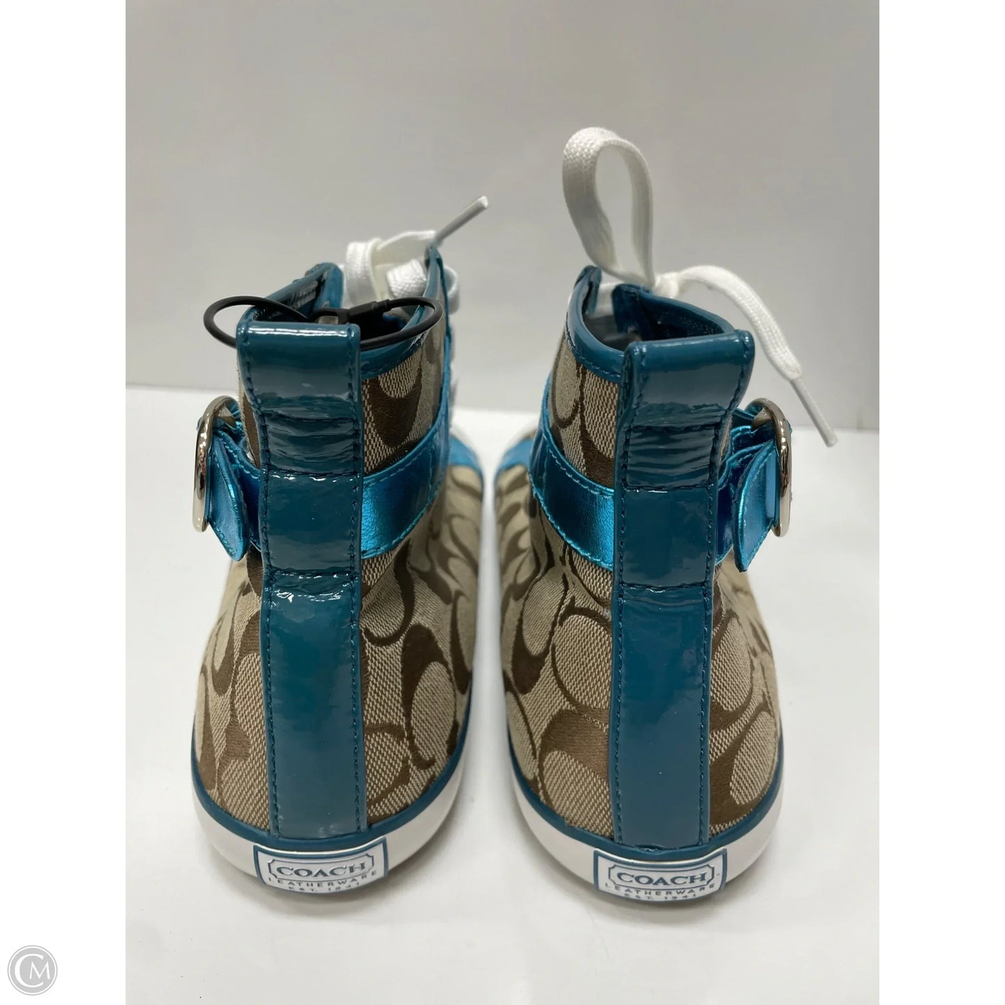 Shoes Designer By Coach In Blue & Tan, Size: 7.5