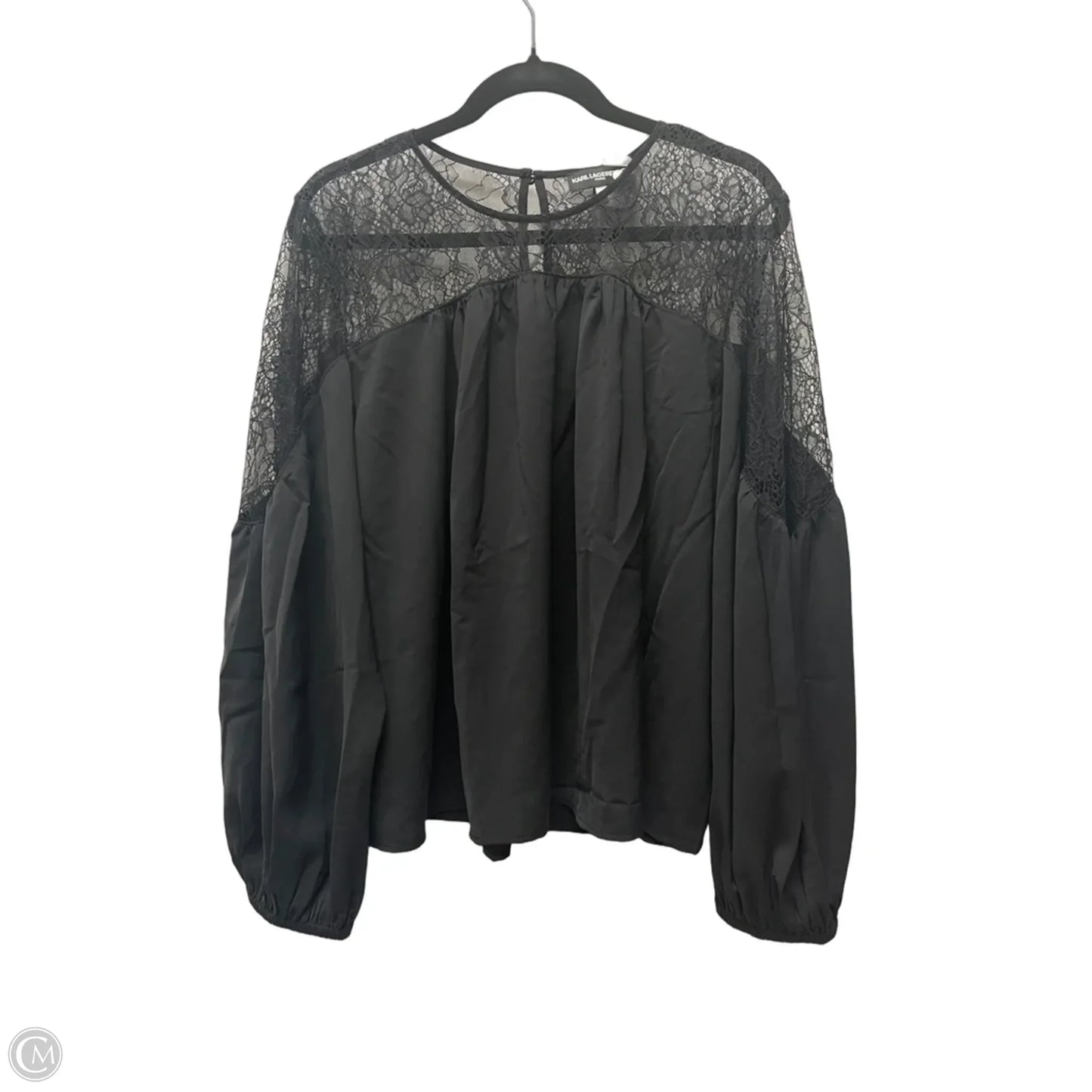 Top Long Sleeve Designer By Karl Lagerfeld In Black, Size: Xl