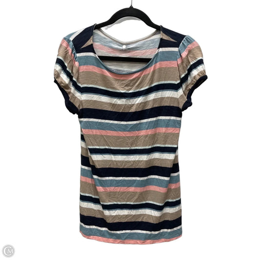 Top Short Sleeve By Loft In Striped Pattern, Size: M