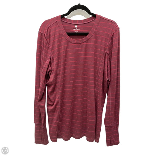 Athletic Top Long Sleeve Collar By Athleta In Striped Pattern, Size: Xl
