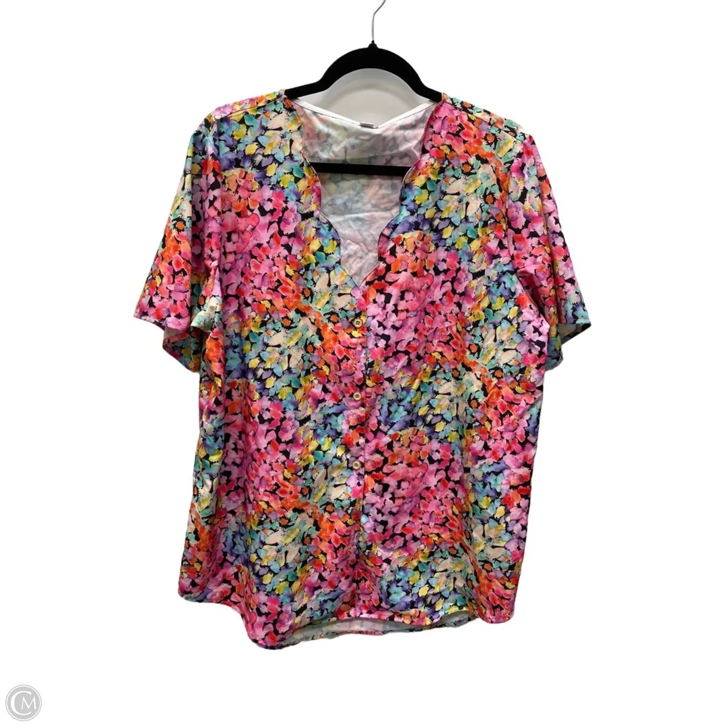 Blouse Short Sleeve By Clothes Mentor In Floral Print, Size: 2x