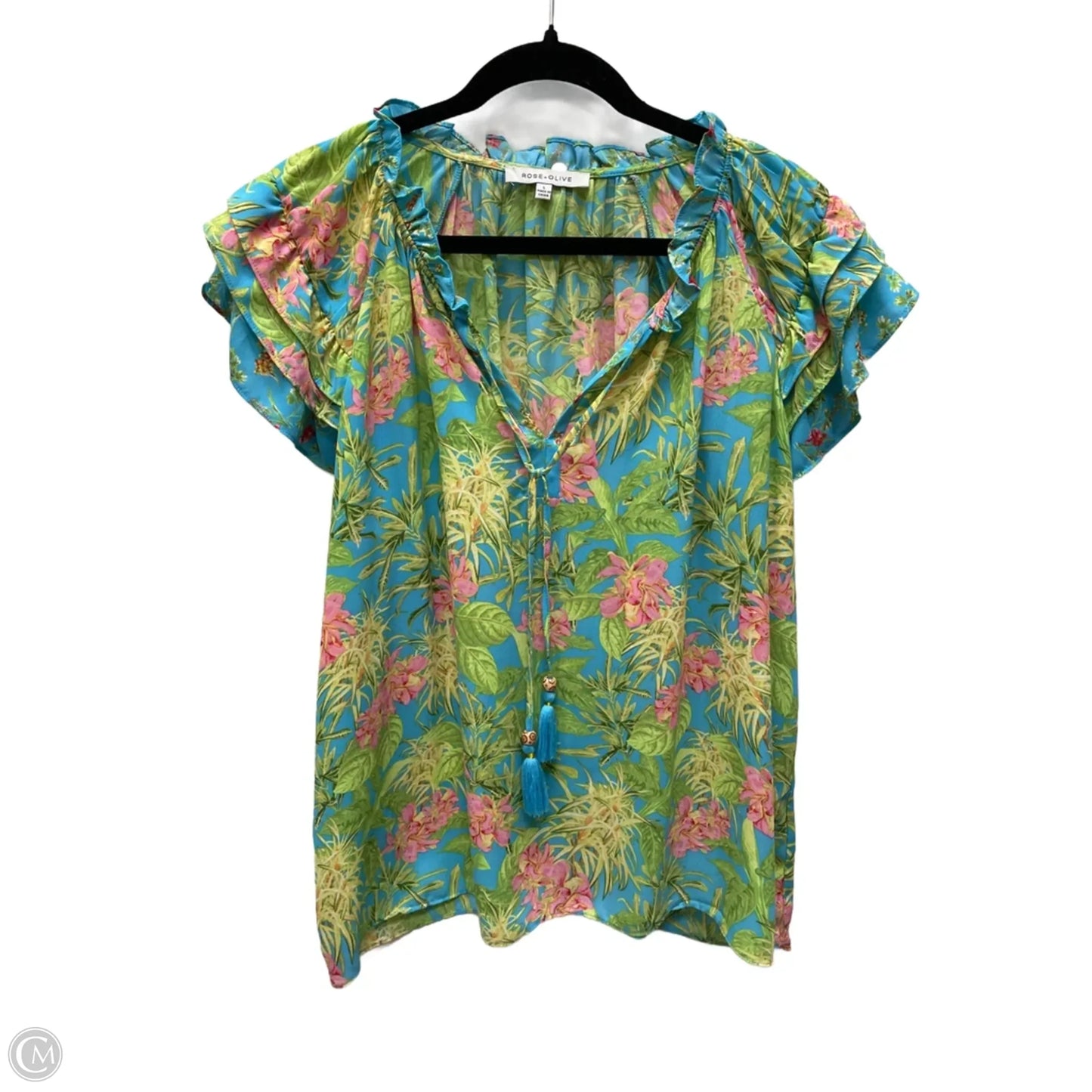 Blouse Short Sleeve By Rose And Olive In Floral Print, Size: L