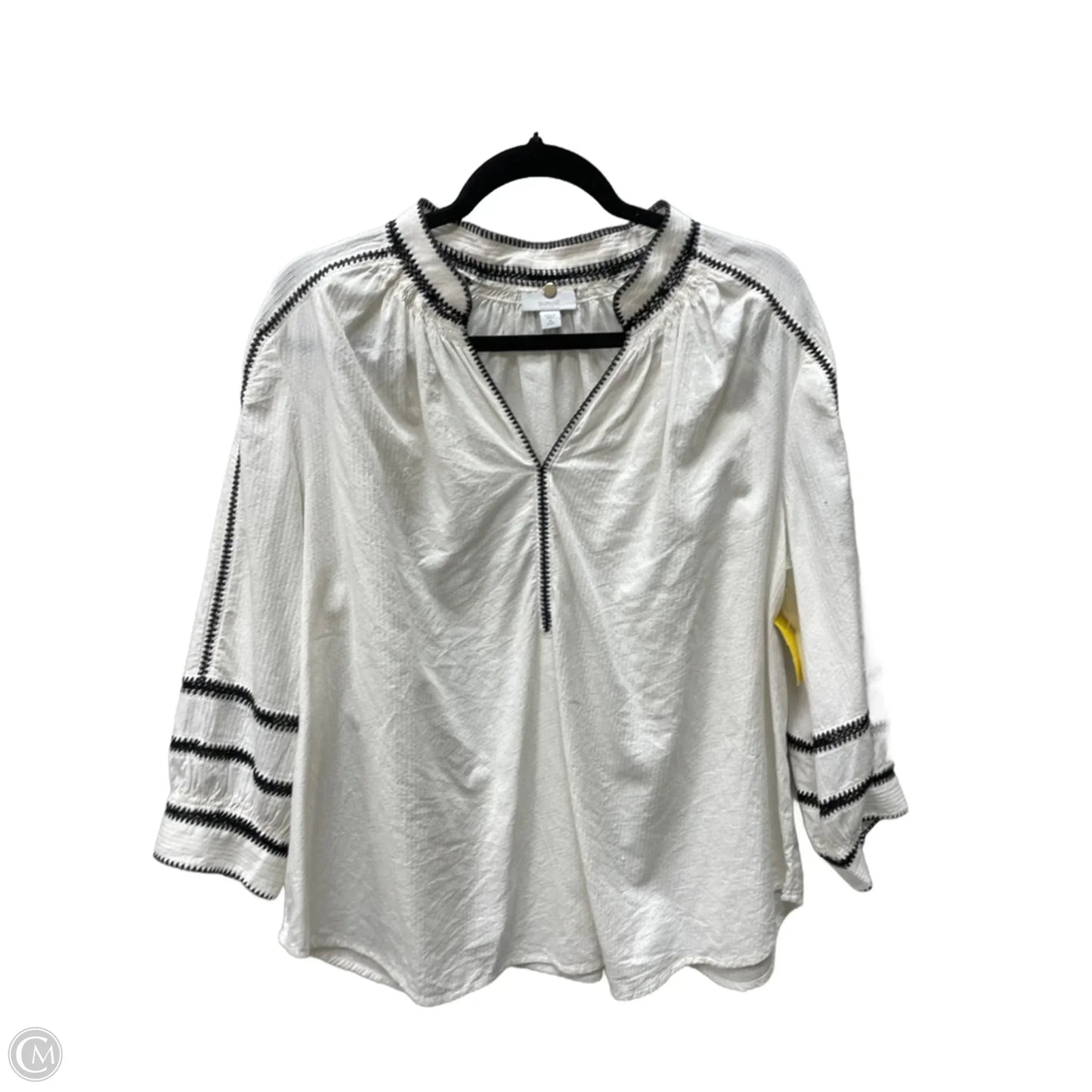 Top Long Sleeve By Pure Jill In Black & Cream, Size: Xl