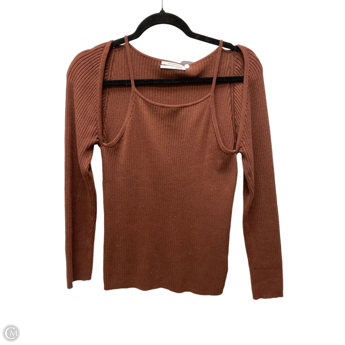 Top Long Sleeve By Anthropologie In Brown, Size: L