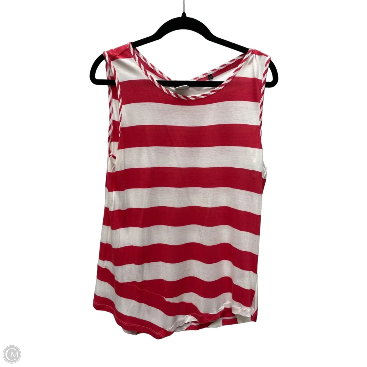 Blouse Sleeveless By Cabi In Red & White, Size: M