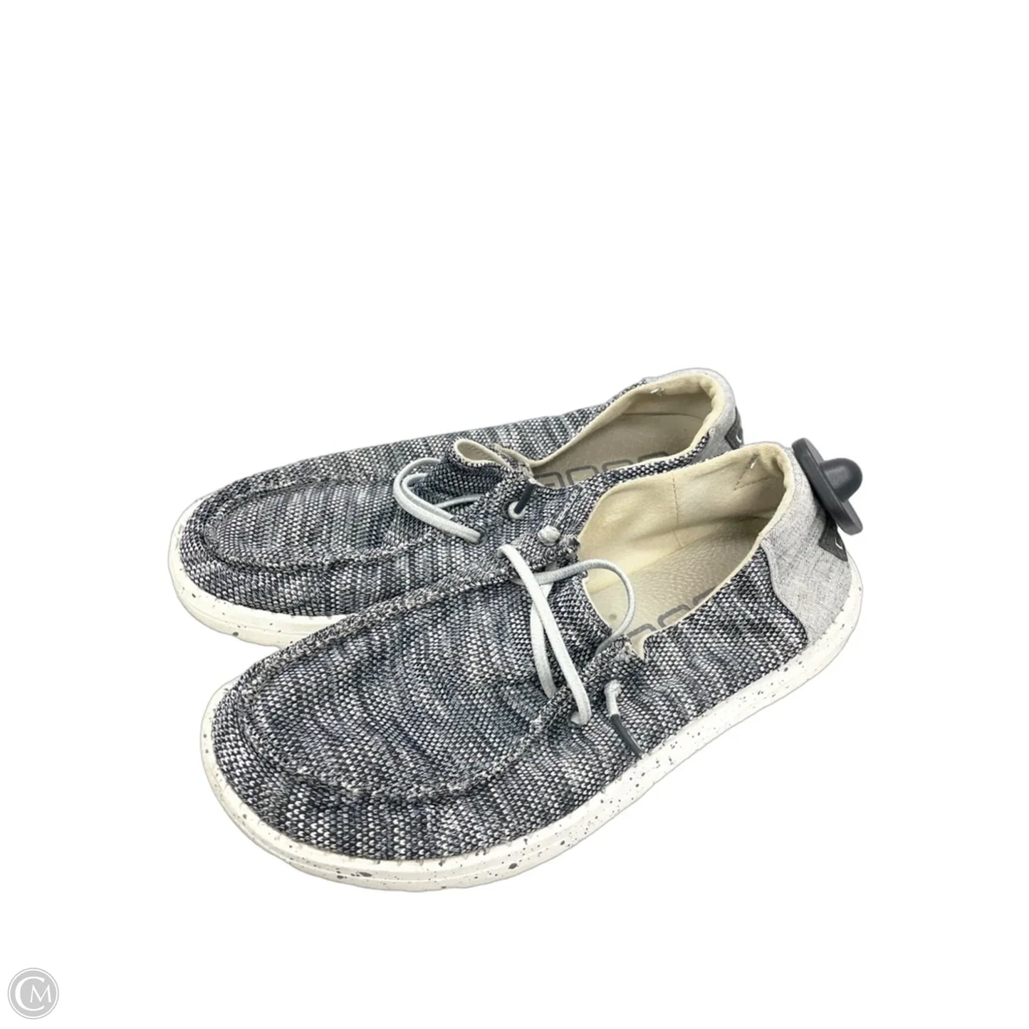 Shoes Flats By Hey Dude In Black & Grey, Size: 7