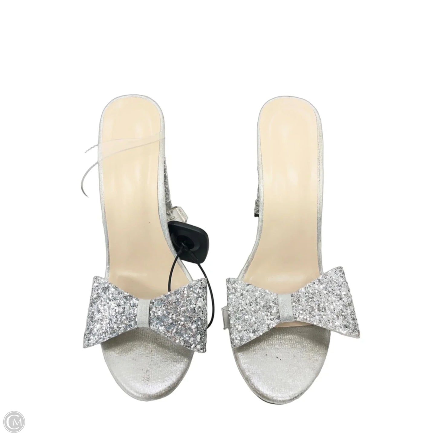 Sandals Heels Block By Clothes Mentor In Silver, Size: 8.5