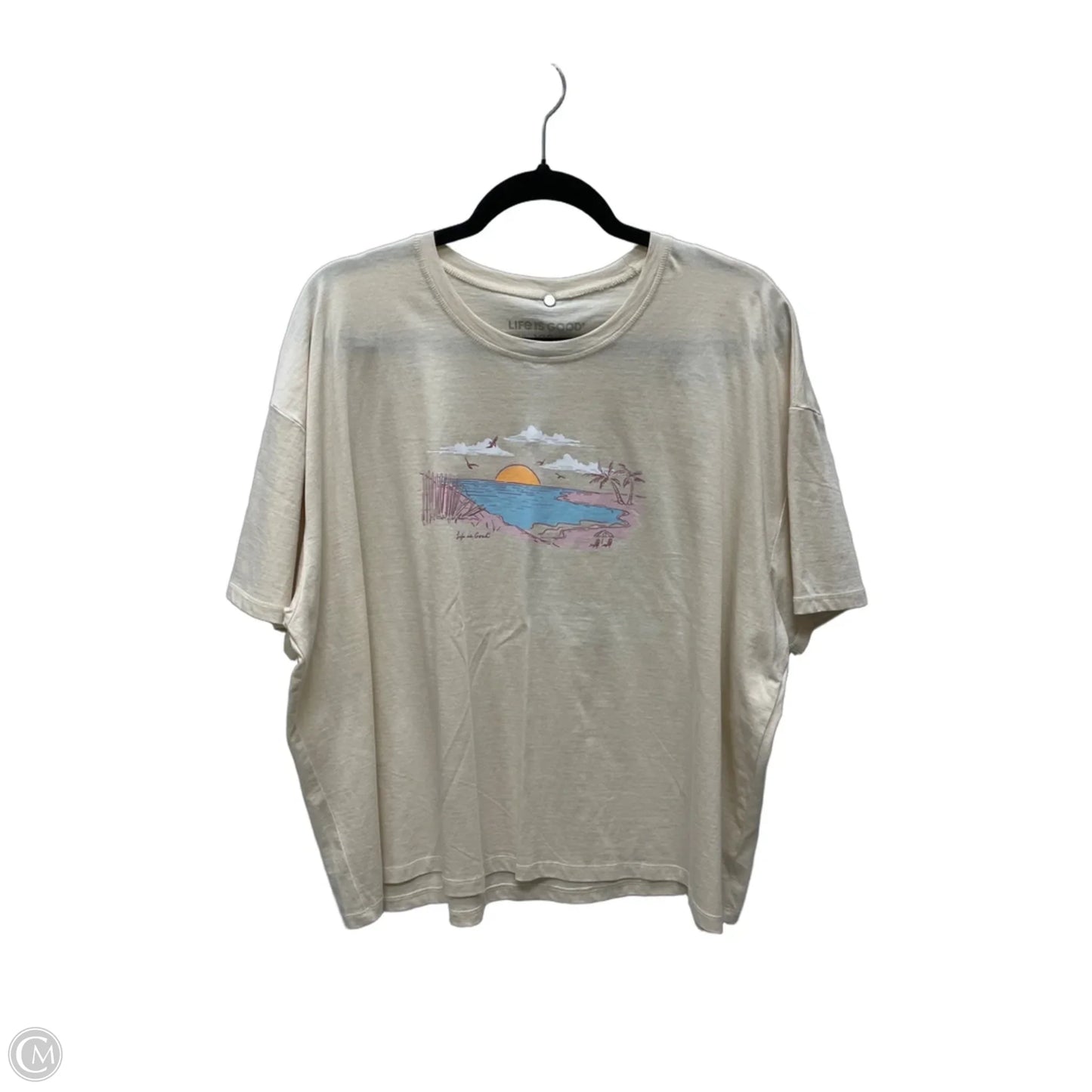 Top Short Sleeve Basic By Life Is Good In Beige, Size: 2x