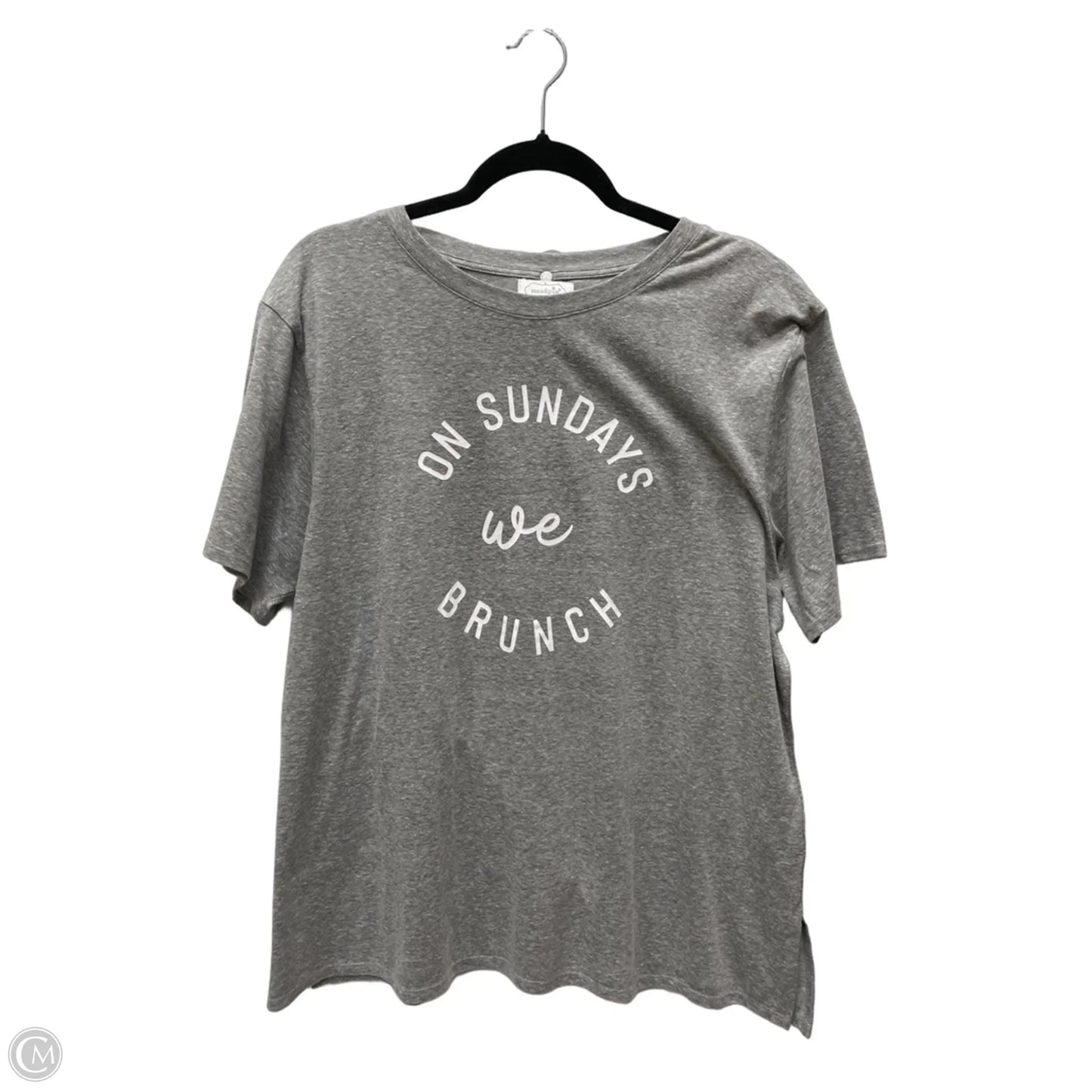 Top Short Sleeve By Mudpie In Grey & White, Size: M