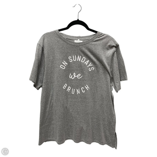 Top Short Sleeve By Mudpie In Grey & White, Size: M