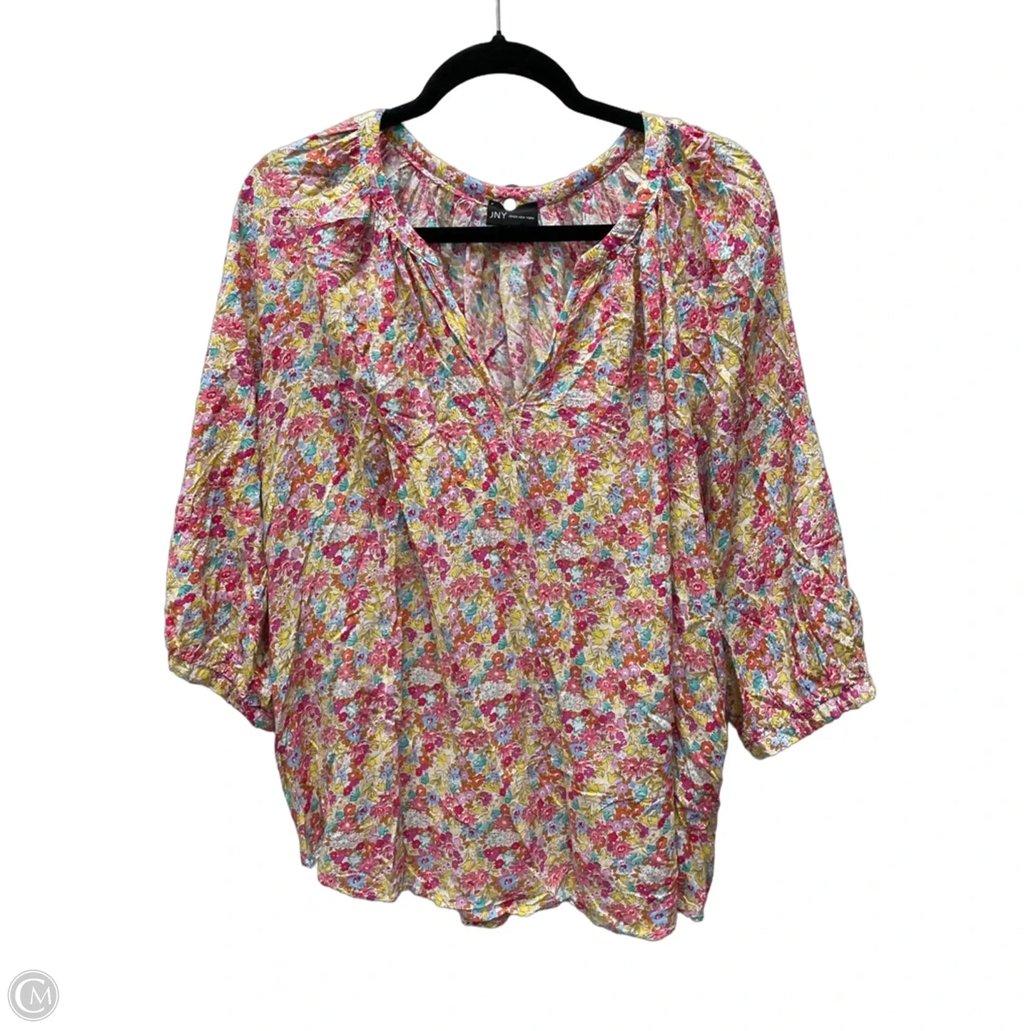 Top 3/4 Sleeve By Jones New York In Floral Print, Size: 2x