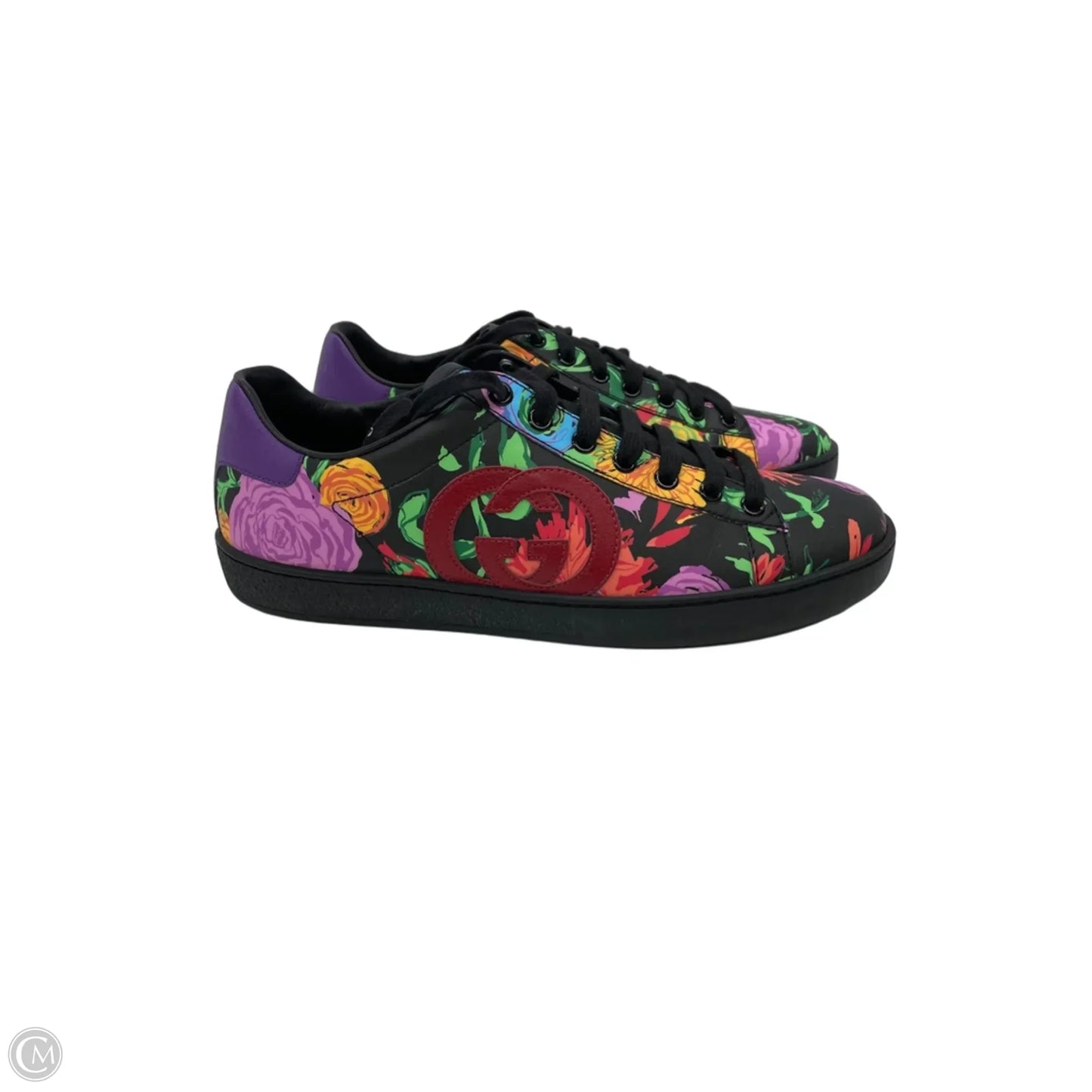 Shoes Luxury Designer By Gucci In Floral Print, Size: 9.5