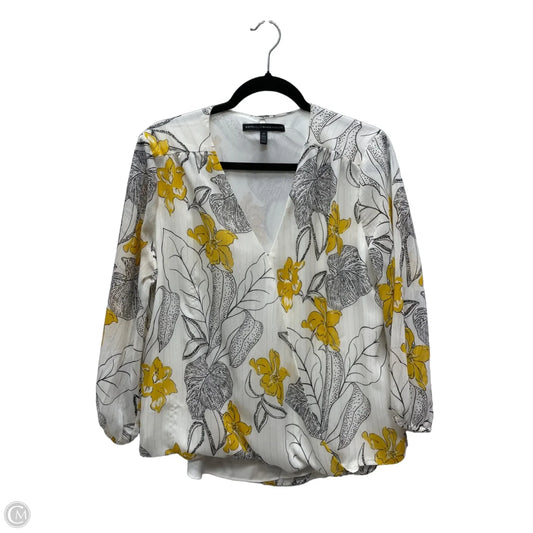 Blouse Long Sleeve By White House Black Market In Floral Print, Size: L