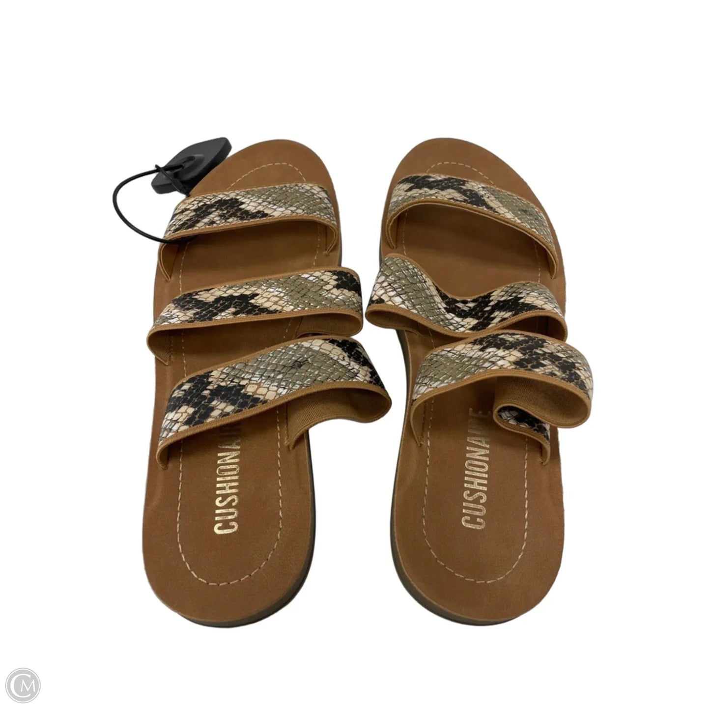 Sandals Flats By Cushionaire In Snakeskin Print, Size: 6