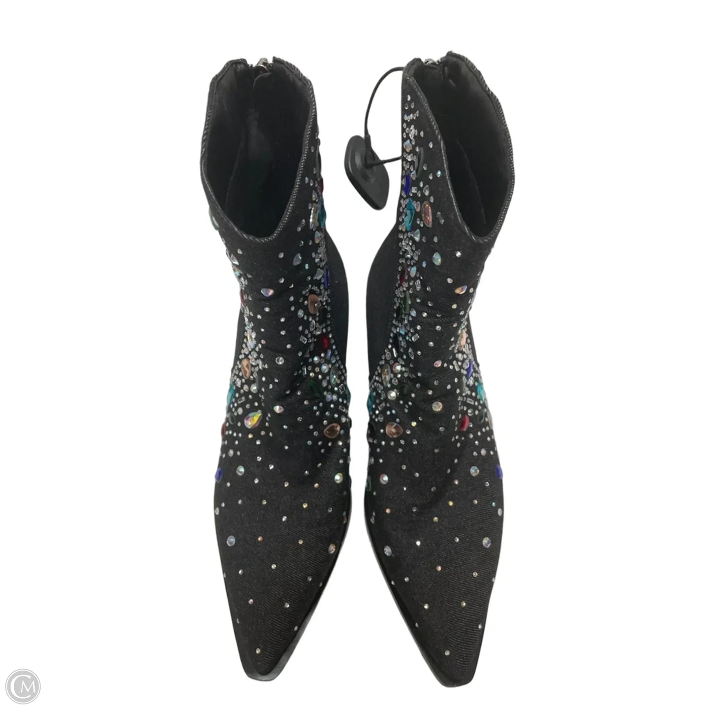 Boots Ankle Heels By LONDON RAY In Black Denim, Size: 10