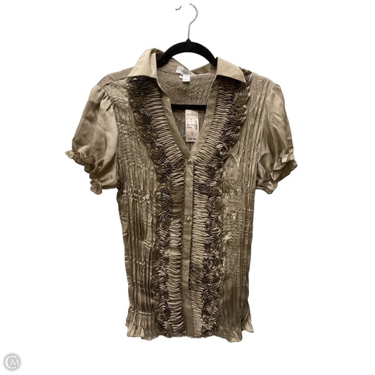 Blouse Short Sleeve By Dressbarn In Brown, Size: L