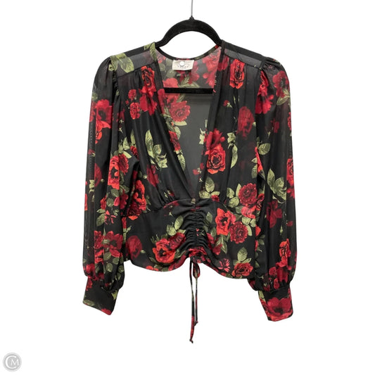 Blouse Long Sleeve By Ember In Floral Print, Size: L