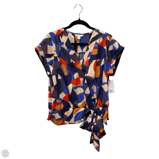 Blouse Short Sleeve By Nine West In Multi-colored, Size: L