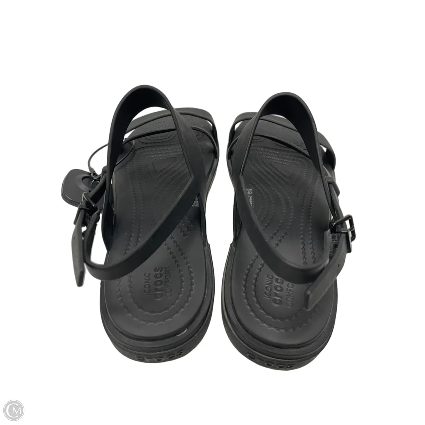 Sandals Flats By Crocs In Black, Size: 10
