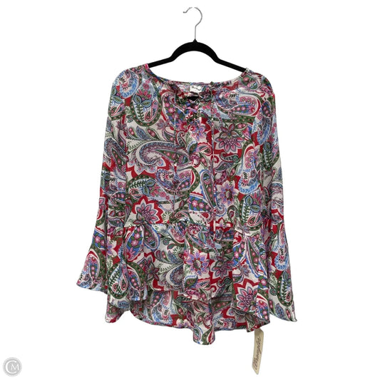 Blouse Long Sleeve By Wrangler In Floral Print, Size: L