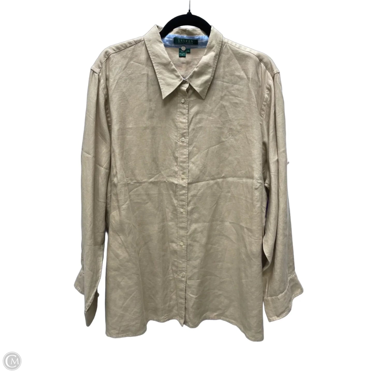 Top Long Sleeve By Lauren By Ralph Lauren In Tan, Size: 3x