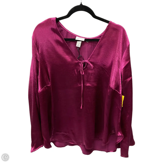 Top Long Sleeve By Ava & Viv In Purple, Size: 1x