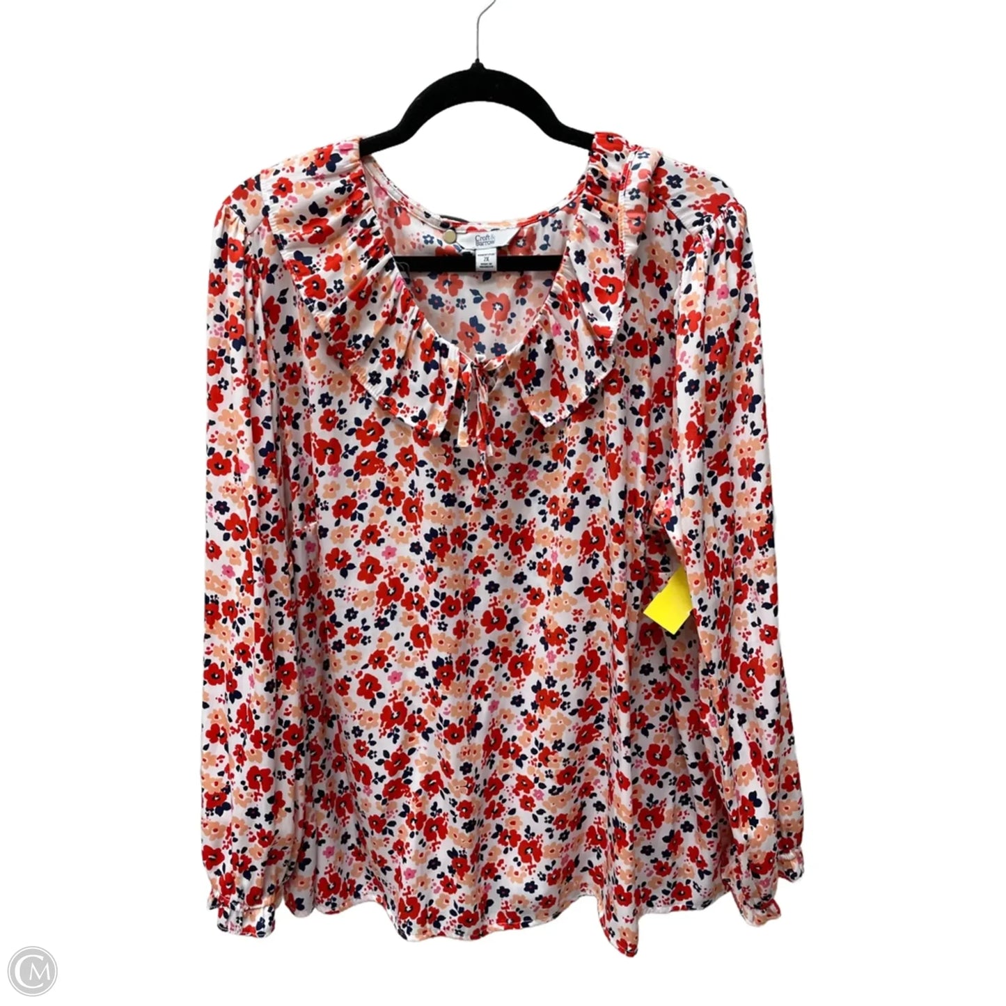 Blouse Long Sleeve By Croft And Barrow In Floral Print, Size: 2x
