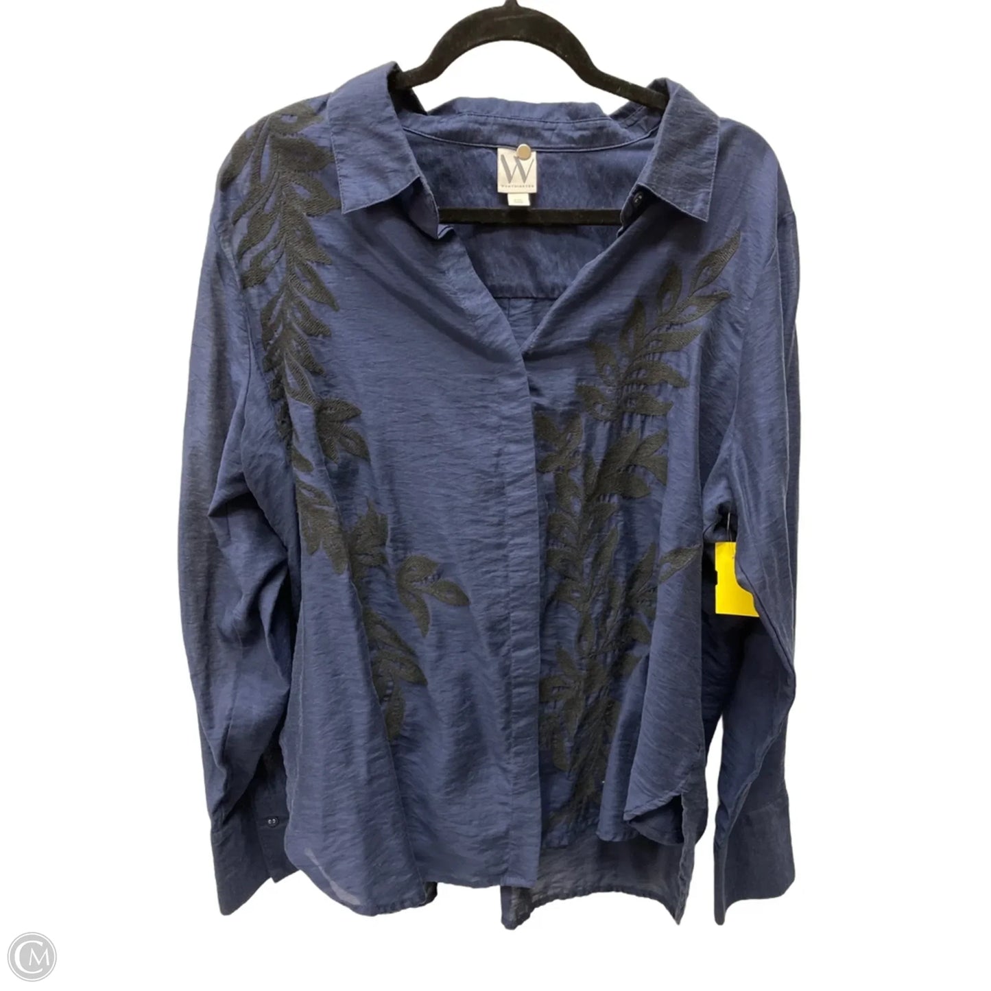 Top Long Sleeve By Worthington In Navy, Size: 2x